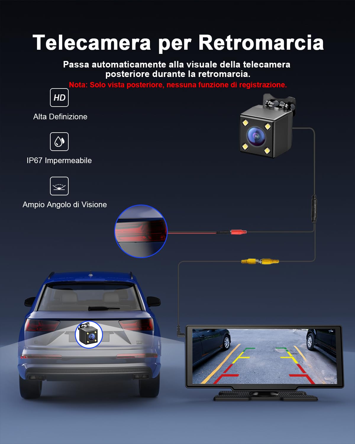 Avylet Carplay Auto Android Wireless,8.1'' Schermo Con Telecamera Posteriore, Autoradio Portatile Touchscreen Con Navigazione OTA, GPS, Mirror Link, Controllo Vocale, Bluetooth, AUX, FM, WIFI