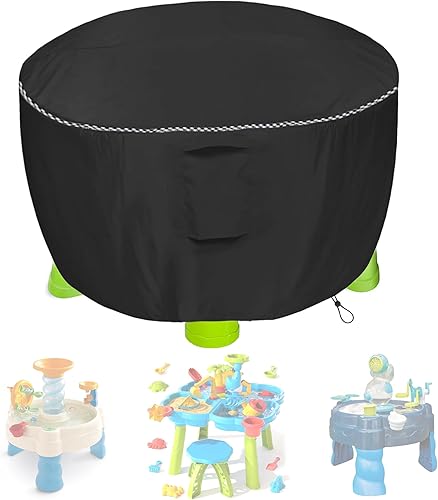Funda para mesa de agua para niños, cubierta de mesa de juguetes al aire libre, 28 pulgadas de profundidad x 18 pulgadas de alto, cubierta redonda
