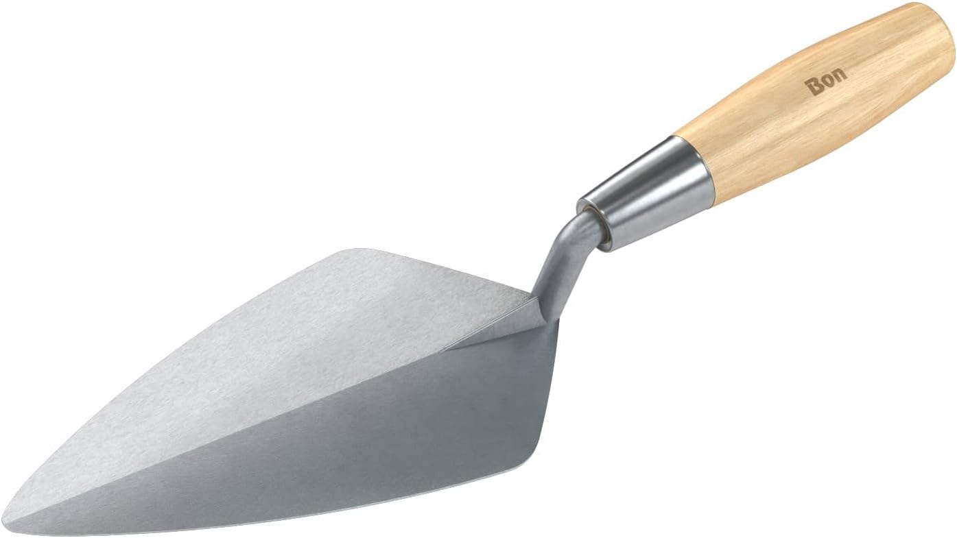 Bon Tool 72-212 Narrow London Brick Trowel - 9-Inch Carbon Steel Blade, Wood Handle for Pro Masonry