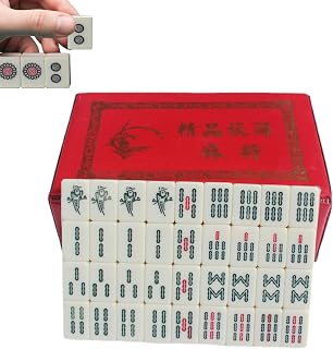 Mahjong Set, Mahjong Set Full Size, Chinese Traditional Mah Jong Game Set With 144 Mini Tiles, White Engraved Mini Tiles For Family Gathering Leisure Time