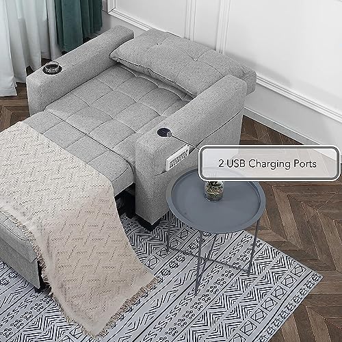 image for DURASPACE Light Grey Linen Modern Recliner Adjustable Backrest Armchai