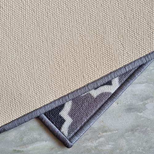 Image of Matz&More Trellis Islamic Floor Mat | 40x60 CM | Two Toned Grey | Nylon Tufted Gel Baking Anti-Slip | Doormat for Home Entrance, Kitchen & Bedroom