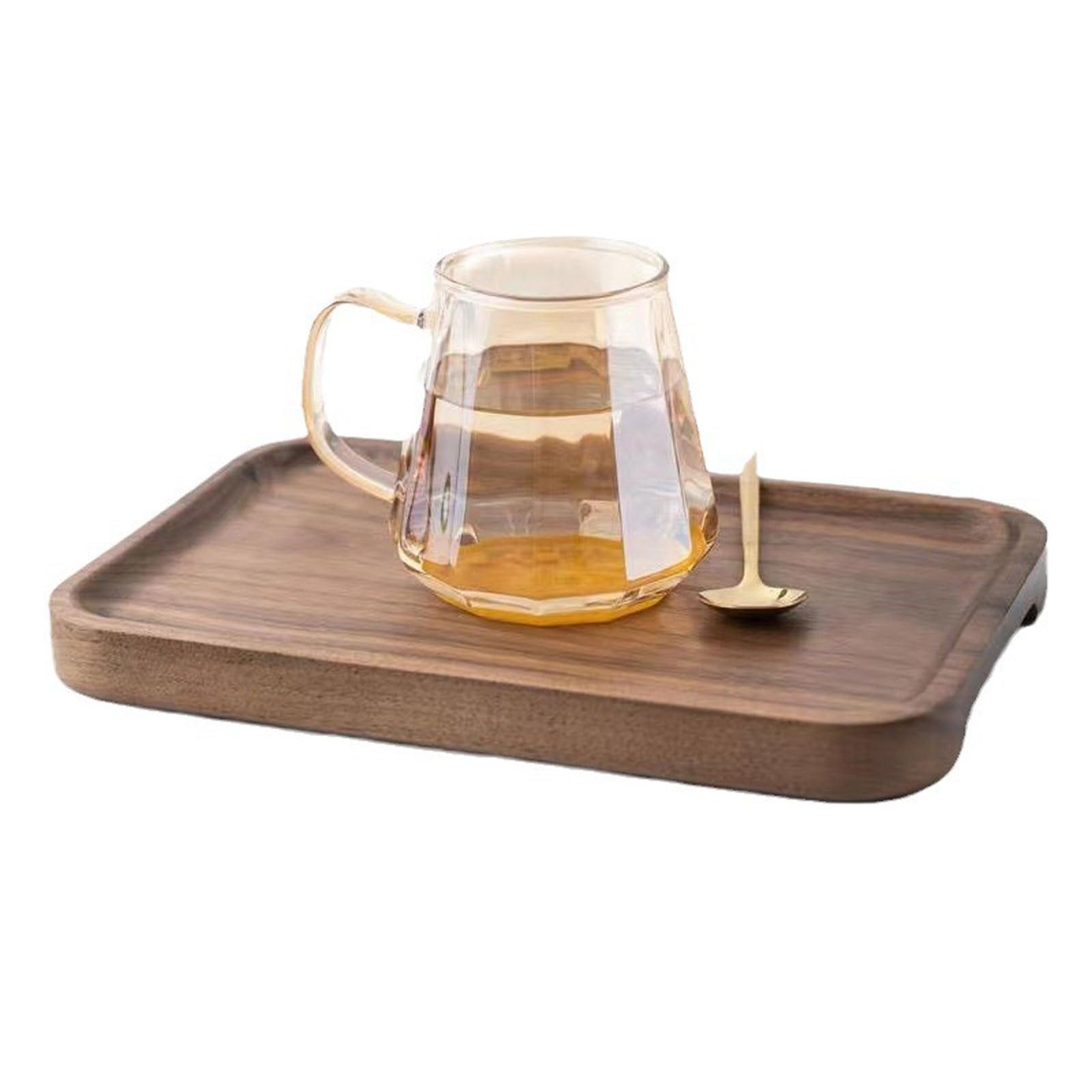 Bandeja de desayuno de madera, bandeja rectangular para alimentos y bebidas para aperitivos, bandeja decorativa para sala de estar, ideal para frutas, café y postres