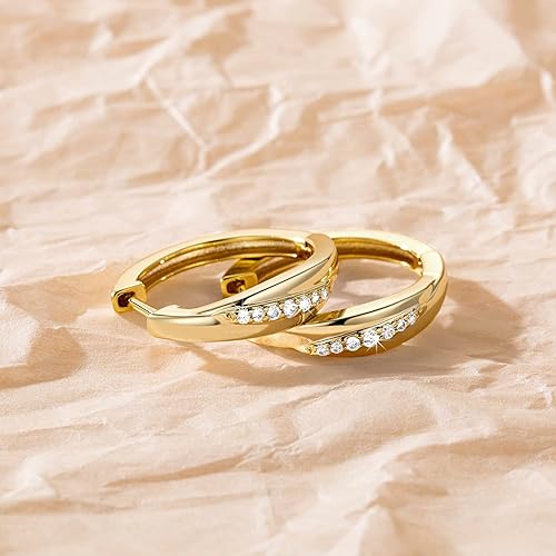 Miniatura 6 de 14K Gold Earrings for Women Gold Hoop Earrings for Women Hoop Earrings for Womens Hoops Lightweight Cubic Zirconia Hoops Earrings for Womens