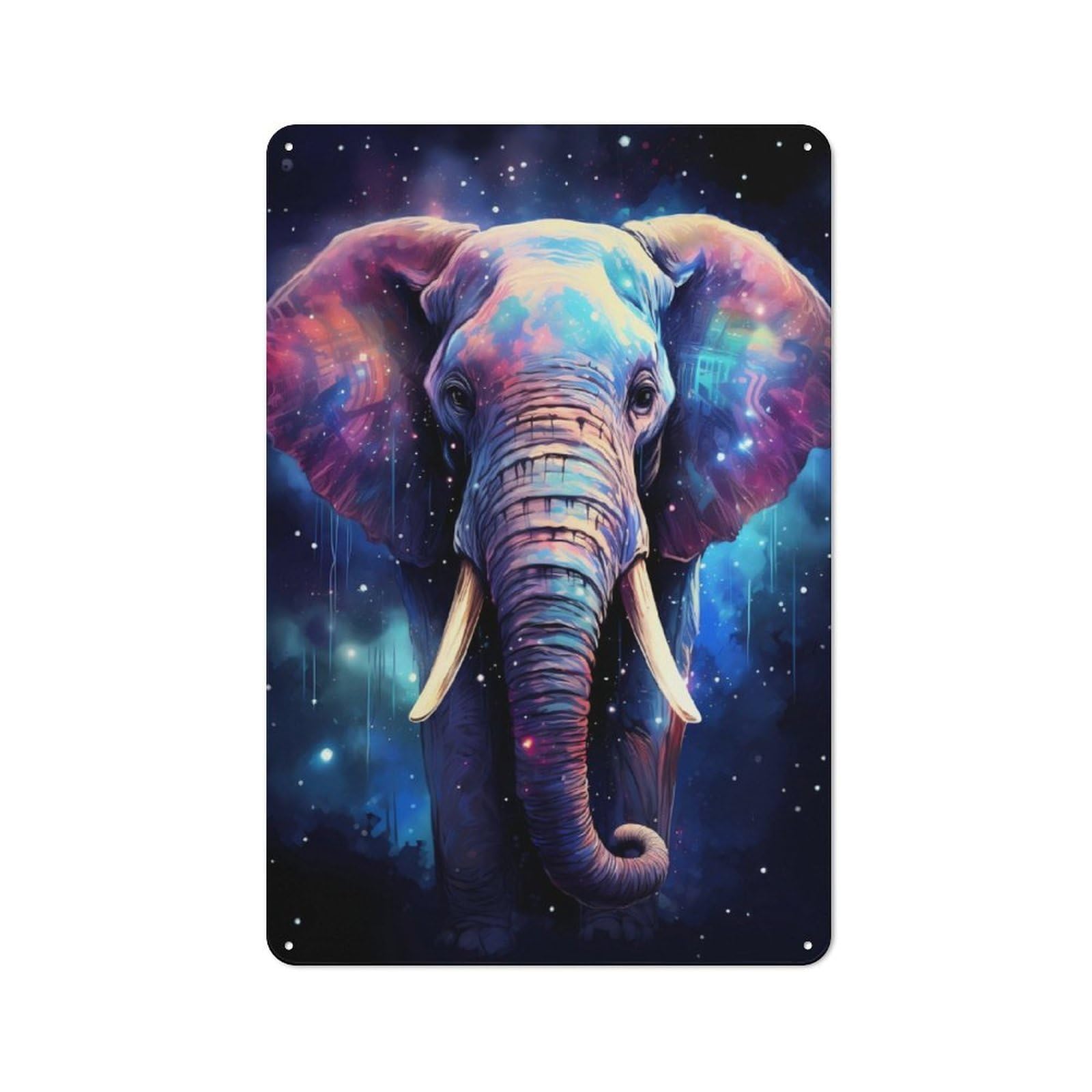 Junmoney Cosmic Fantasy Elephant Rustic Tin Sign 30X20cm For Café Or Restaurant, A Decorative Christmas Gift For Hospitality Interior Collectors
