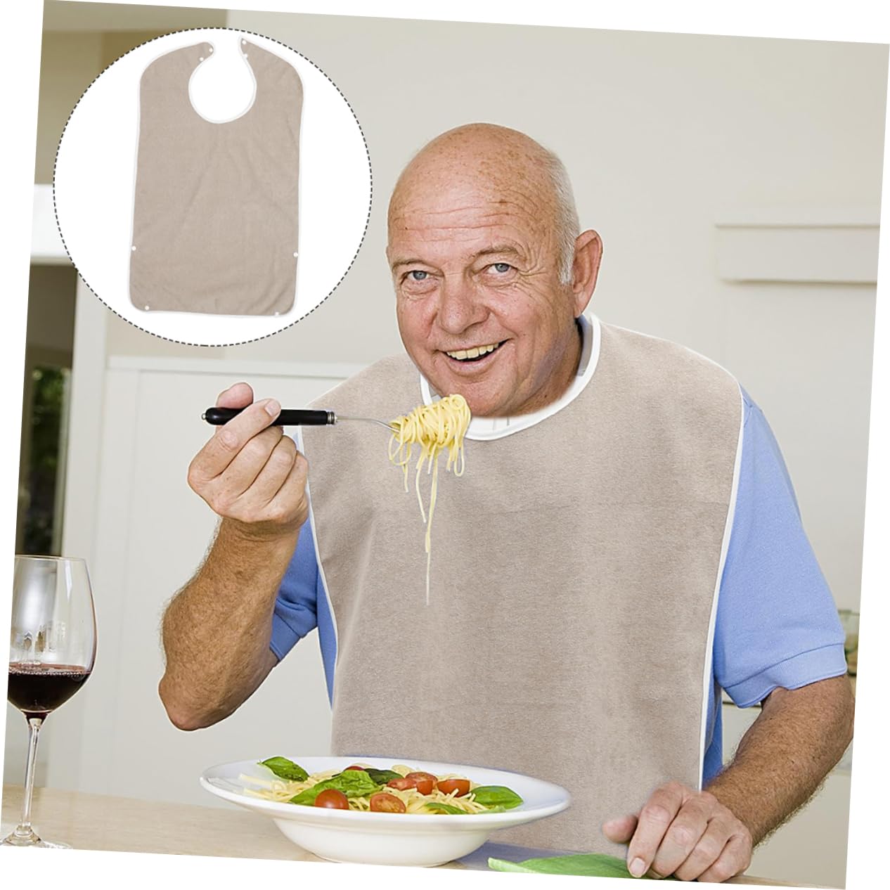 VALICLUD 2 Sätze Wasserdichtes Lätzchen Wiederverwendbar Groß Abdeckung Baumwolle Erwachsene Schützen Essen Mit Für Fänger Led Sabbern Schutz Bambusfaser Brown 2 Stück * 2