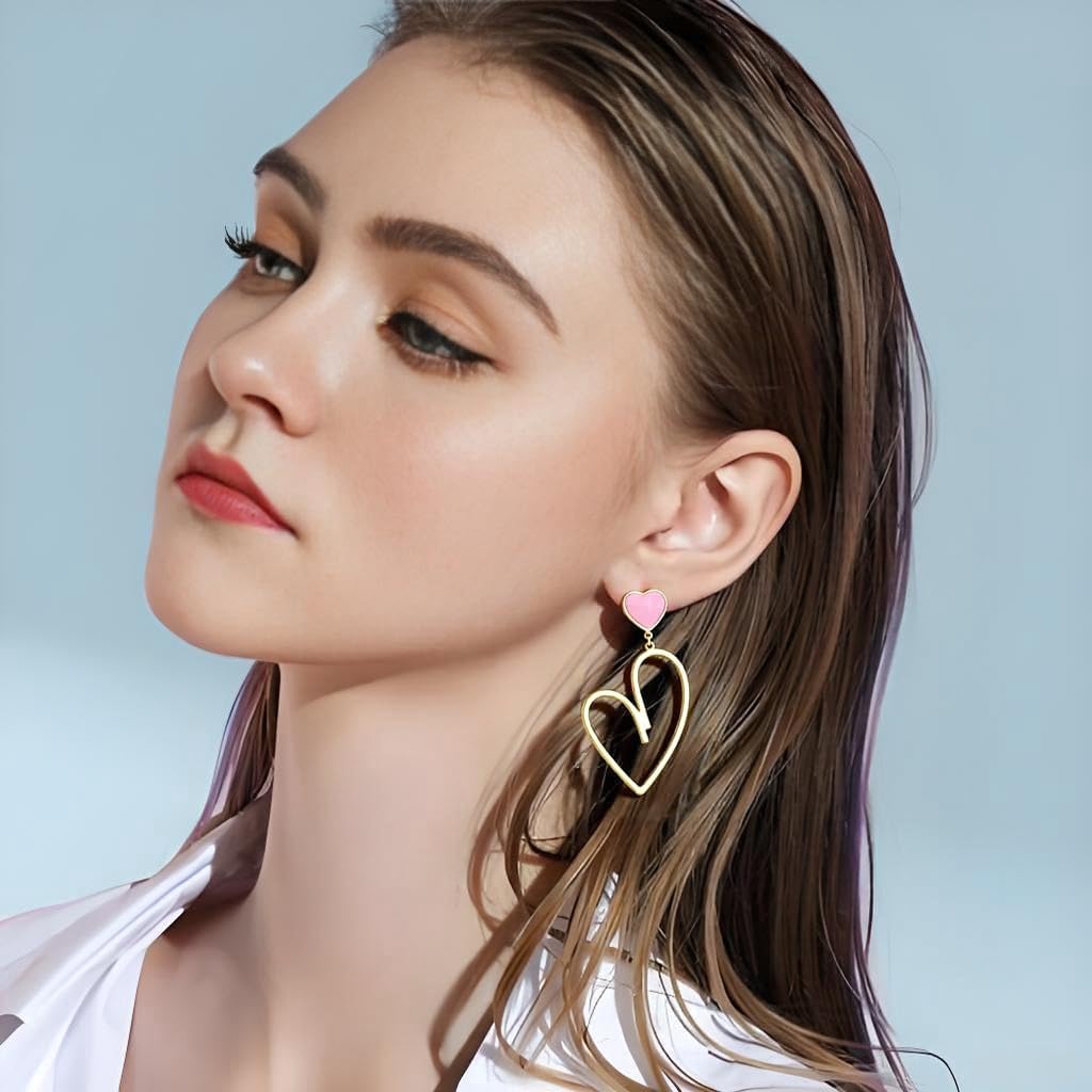 6 Pairs Valentine's Day Earrings for Women Valentines Heart Bow Earring Stud Holiday Dangle Earrings Bulk for Women Holiday Jewelry Gifts for Women - Image 4