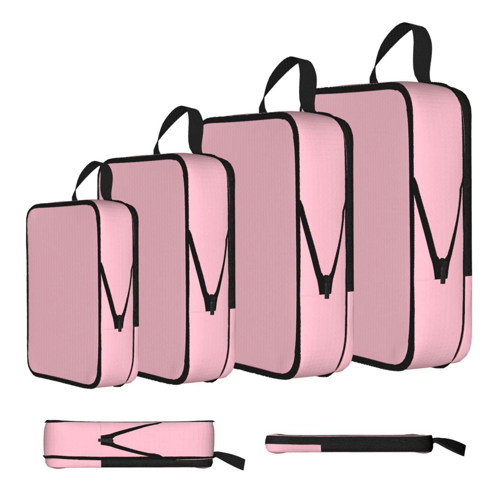 Sxzvvbn Black Solid Color Pink Compression Packing Cubes 4 Piece Set