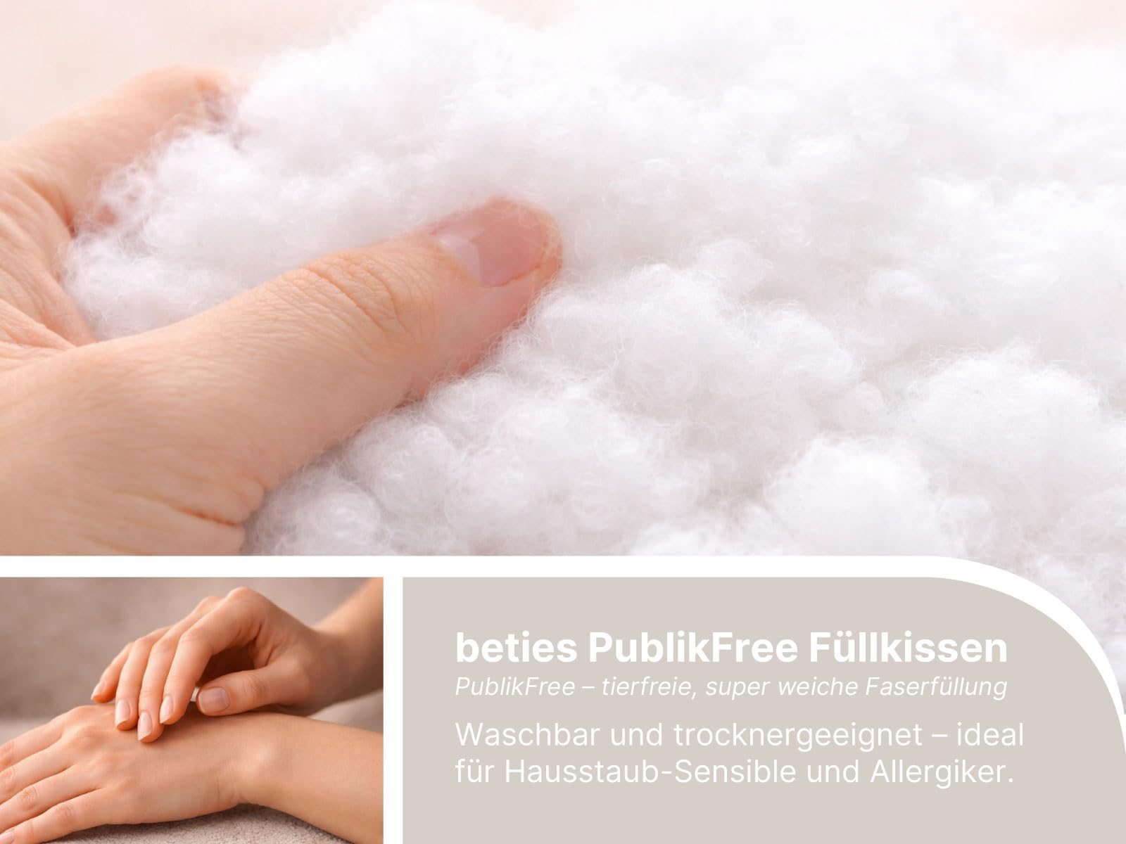 beties - PublikFree - Rundkissen Ø 50 cm – 320 g Faserbällchen – tierfreies Premium Innenkissen & Kissenfüllung – Baumwoll Inlett waschbar – Sofakissen rund – weich & bauschig