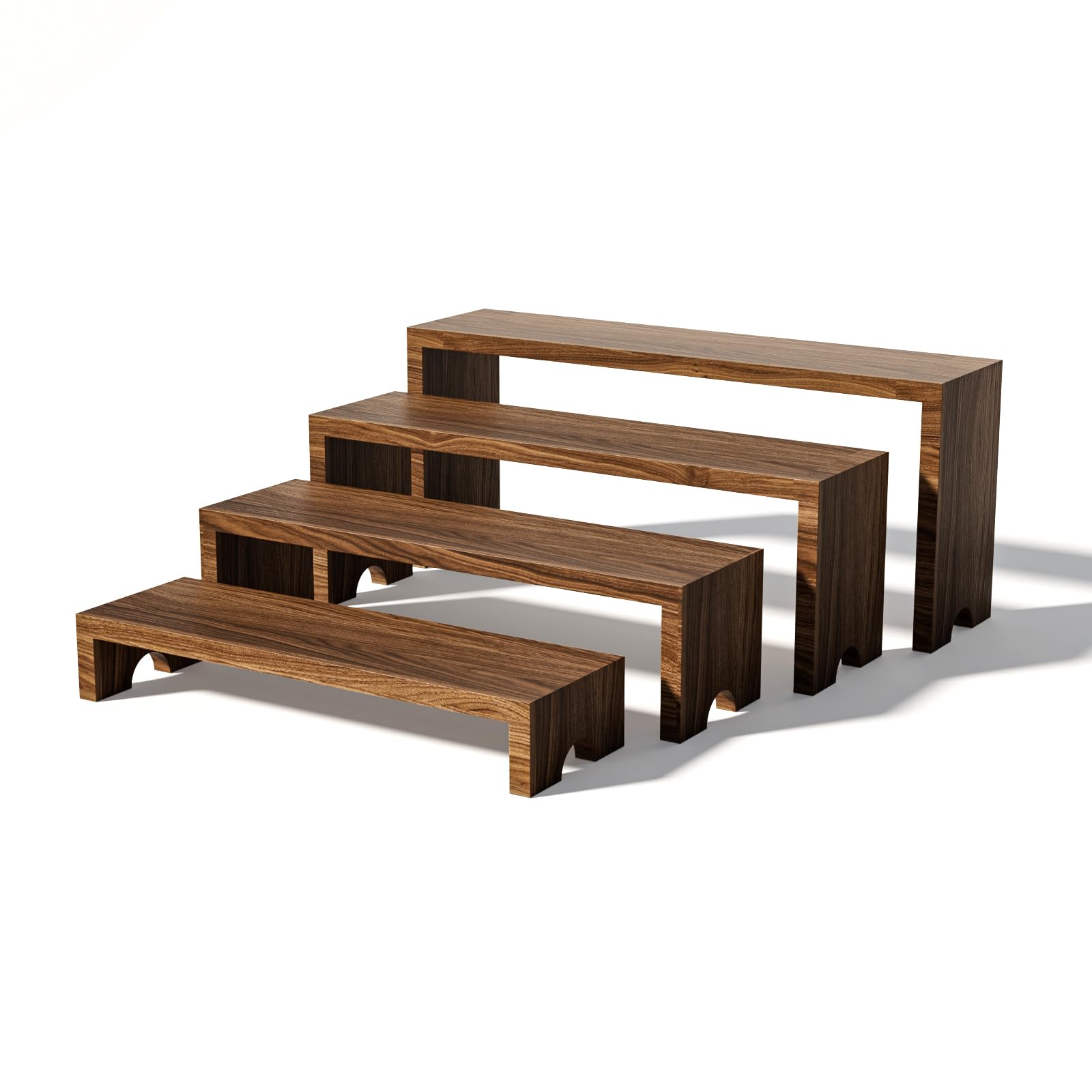 DIRXVMC Large Wooden Tiered Riser Display Stands for Vendor Events,Stackable Wooden Cupcake Stand,Farmhouse Decor Wood Dessert Table Display Set,Food Display Risers for Party (Dark Brown, 1 set)