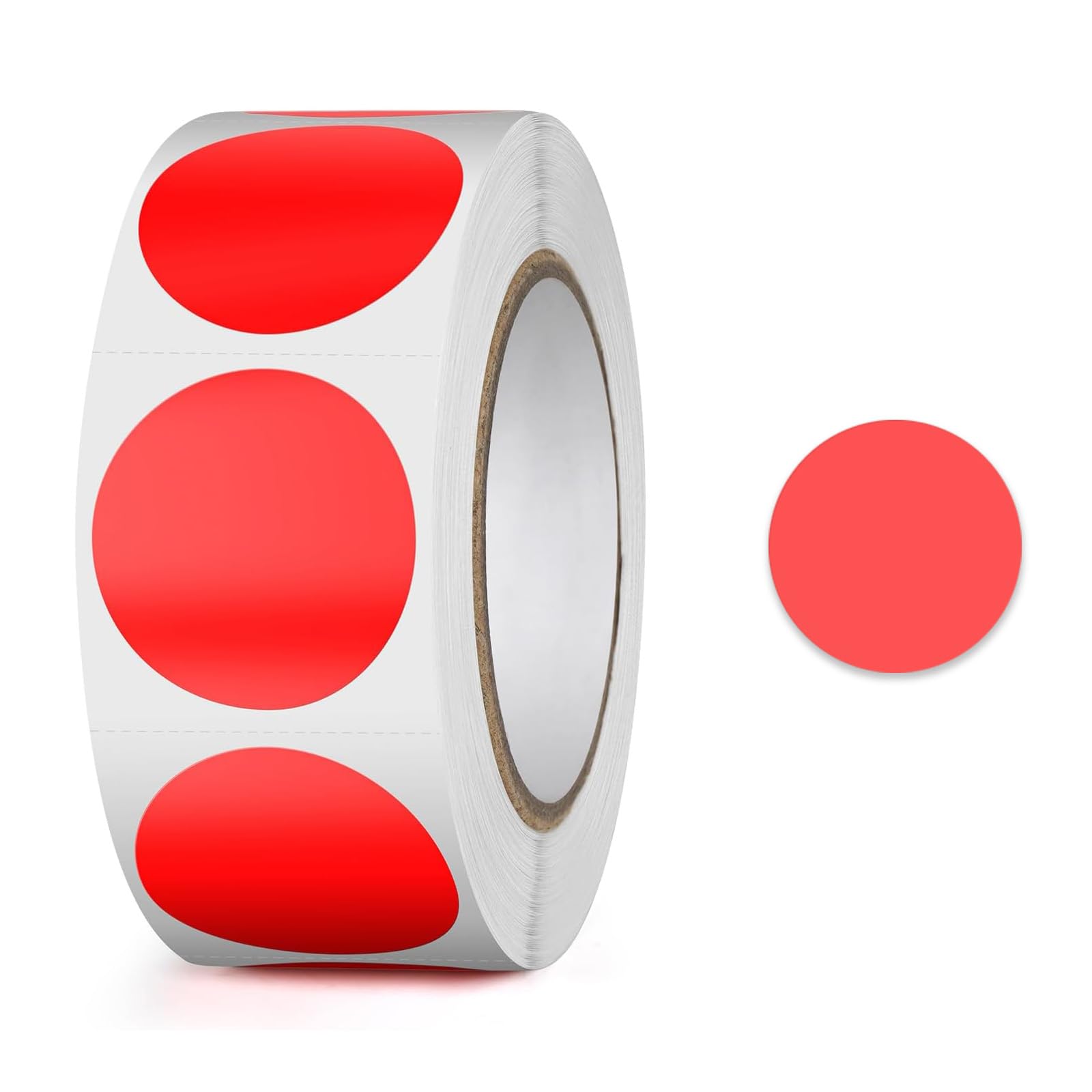 Round Stickers 25 mm Pack of 500 Self-Adhesive Roll Small Colourful Adhesive Dots Labels Sticker Round Marking Dots (Red)
