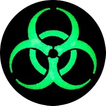 Glow in The Dark Biohazard Iron on Embroidered Patch Logo Symbol Danger Radiation Zombie Virus Black White Applique Response Team Stars Death Stop