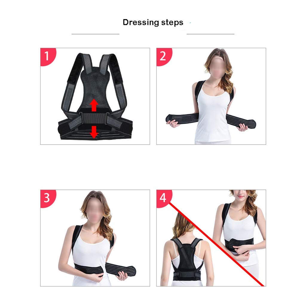Corrector de Postura Hombres y Mujeres Fácil de Ajustar Desgaste Invisible Cómodo y Transpirable Espalda Y Mejorar la presión de Espalda Negro (Varios Tamaños) (Tamaño : XL)