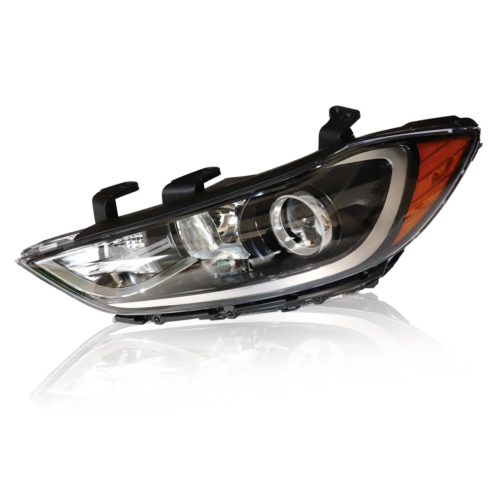Headlights Headlamp for 2017-2018 for Hyundai Elantra Sedan, Halogen Headlight Models, Halogen Headlights Hedlamps with LED,L&R Side Hedlamps Assembly,Clear Lens (Left-Hand Drive Side)