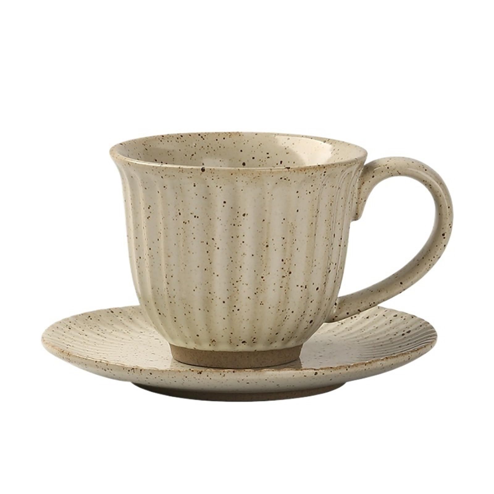 LIBANGRONG-888 Mugs Ceramic Coffee Cup and Saucer Set Retro Latte Simple European Hand-poured Milk Tea Cup(White)