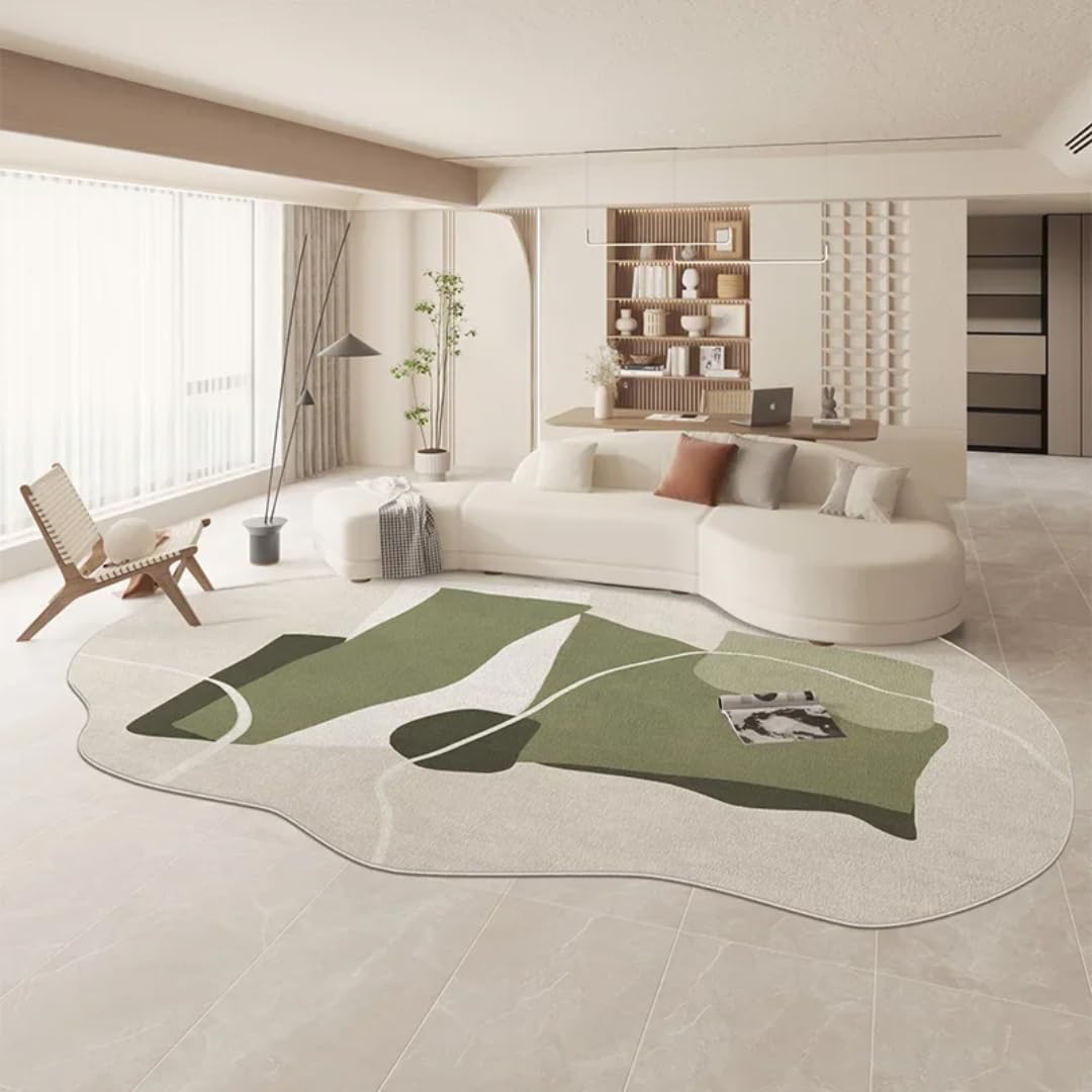Tapis irrégulier en peluche épaisse et lavable pour un grand confort de chambre (120x160cm)