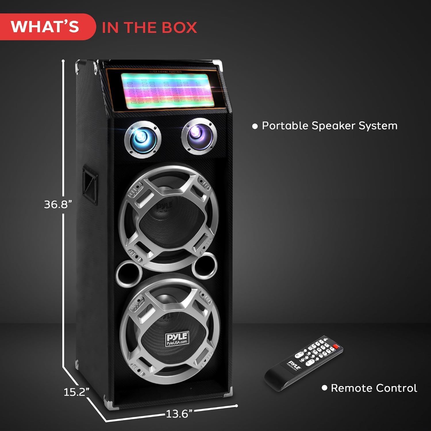 Pyle Nero altoparlante universale da pavimento a 2 vie da 1000 W con connessione Bluetooth e RCA