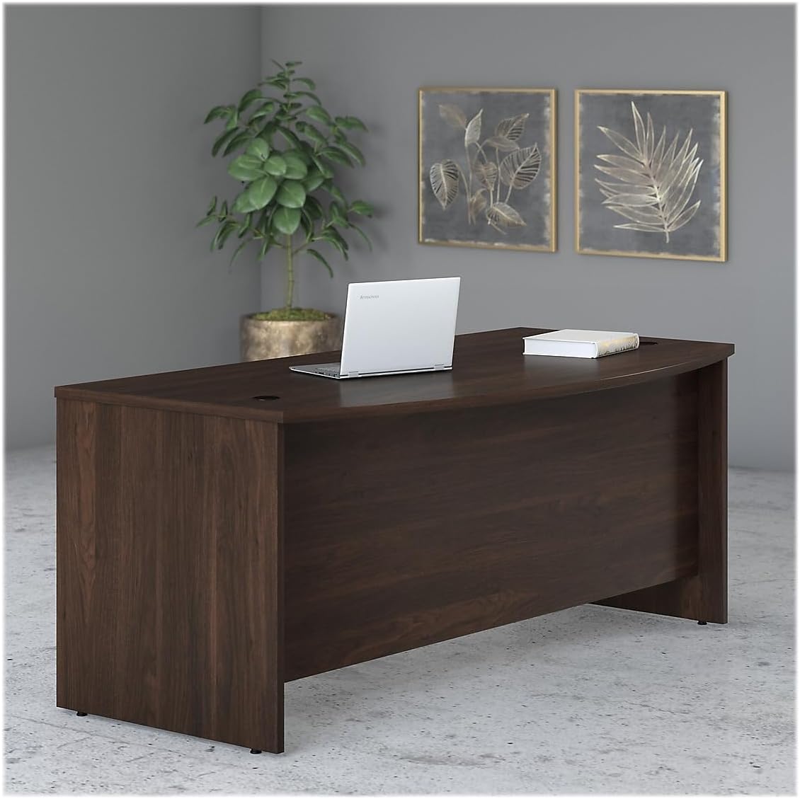 Bush Business Furniture Studio C Bow Front Desk, 72W x 36D, Black Walnut