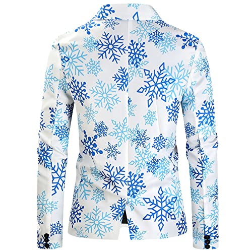 YHEGHT Terno masculino moda casual Natal estampado duas peças botão lapela manga longa calças longas
