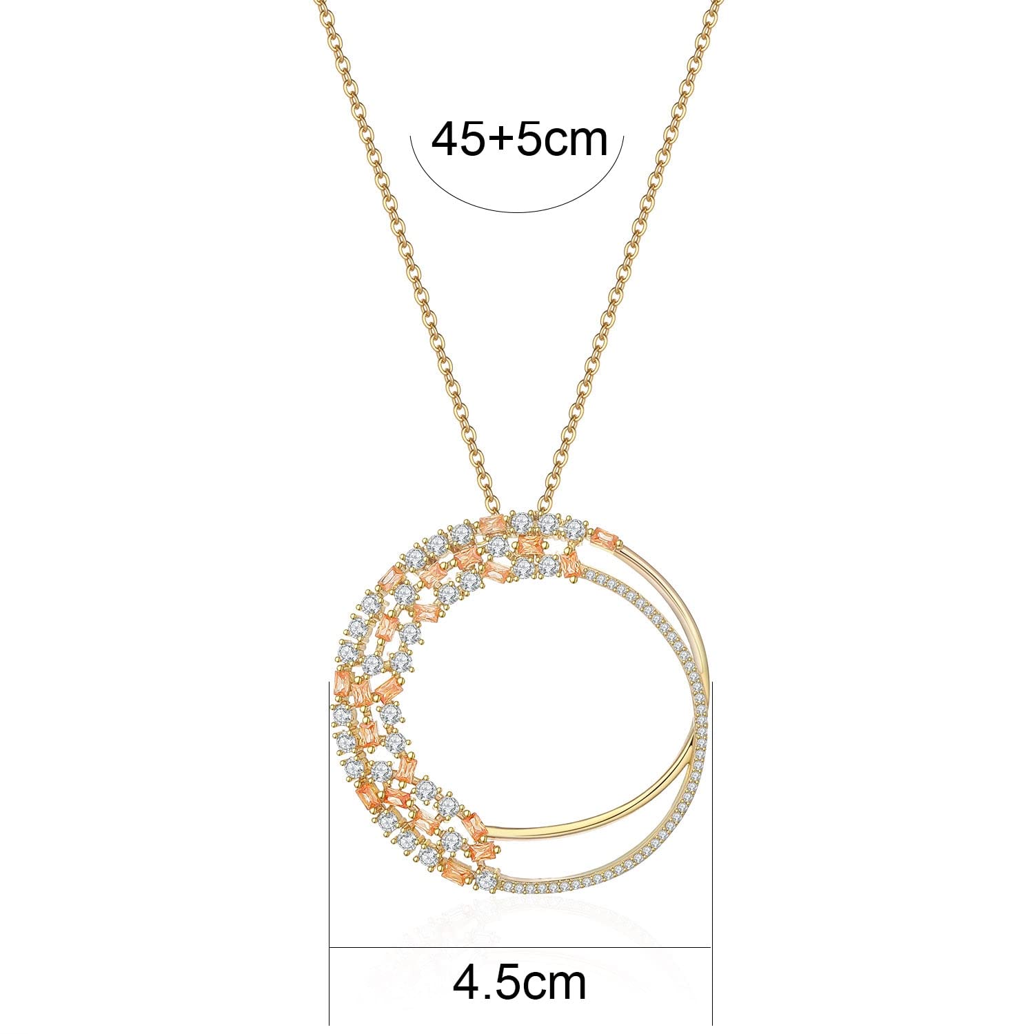 Collane Semplice Rotondo intarsiato cubico zirconi Collana Pendenti da Donna Banchetti Moda squisita Gioielli Collana Elegante Collana da Donna (Metal Color : Silver)