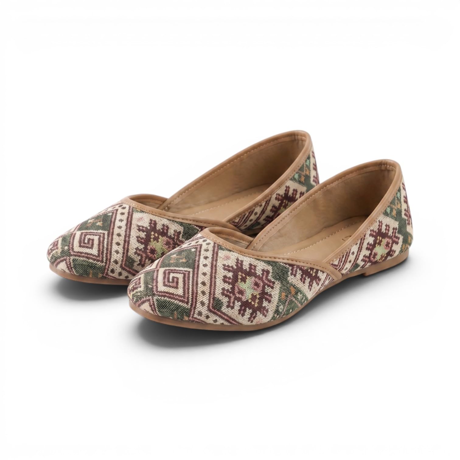 Women's Printed Ballet Flats | Cushioned Slip-On Ethnic Casual Flat Shoes | Lightweight Everyday Comfort Footwear-image-40