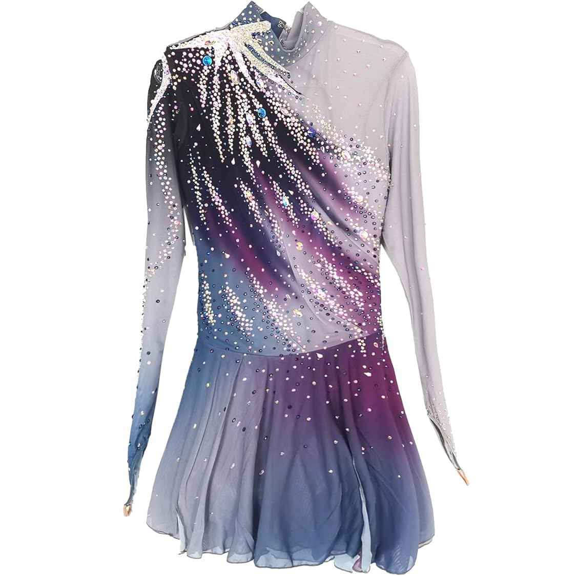 Púrpura,L, Vestido De Patinaje Artístico Profesional para Niñas Maillot De Gimnasia Rítmica para Mujer Ropa De Patinaje sobre Hielo Traje Deportivo para Exteriores con Degradado