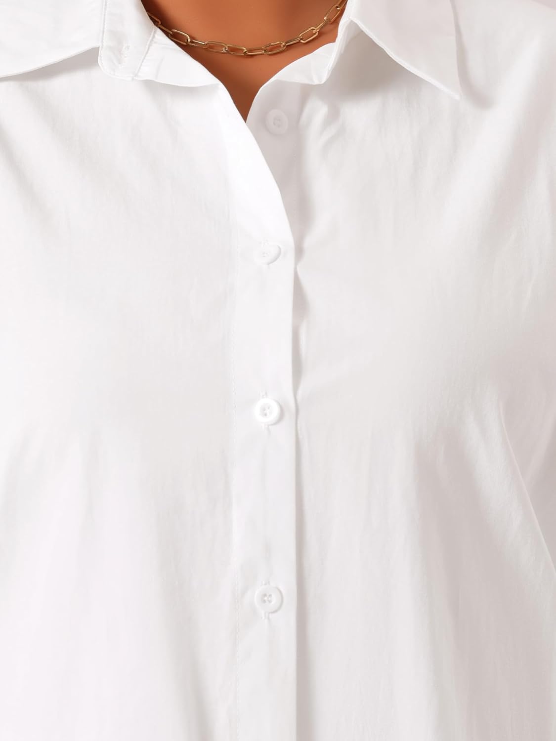 Agnes Orinda Plus Size Button Down Shirts for Women Cotton Polo Collared Long Sleeve Formal Solid Work Shirt Blouses Tops - Image 5