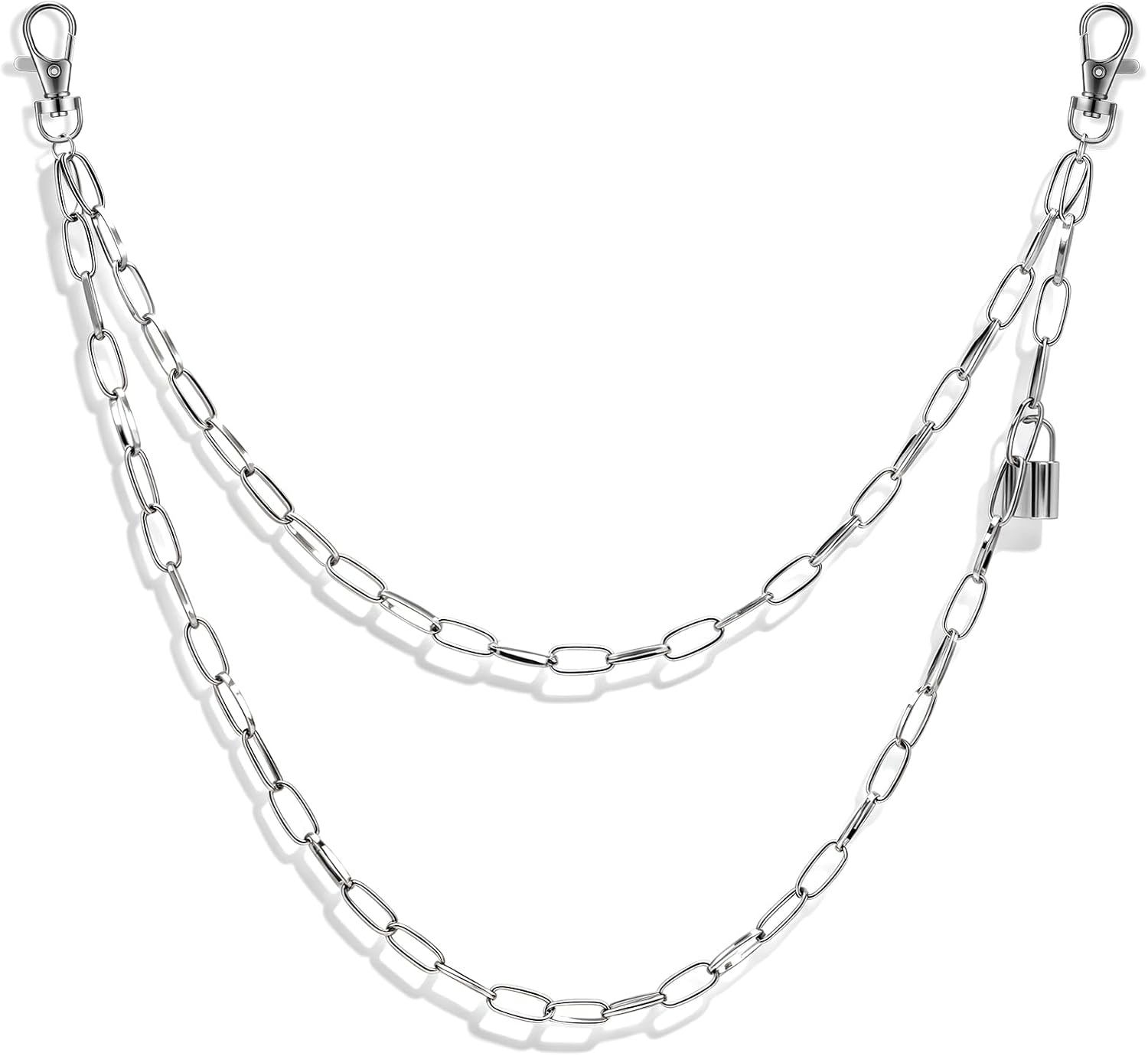 PLwelth Hip Hop Pocket Chains Pants Chain for Women Men Vintage Jean Belt Waist Chain Keychain Punk Layered Wallet Chains
