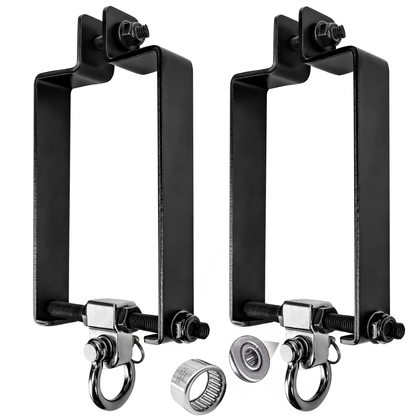 Dakzhou Heavy Duty Swing Hangers with 180° Snap Hooks Metal Swingset Accessories Swing Set Brackets Hardware Swingset Attachments Wooden Sets Playground Porch Outdoor Indoor (Black of 2Pcs)