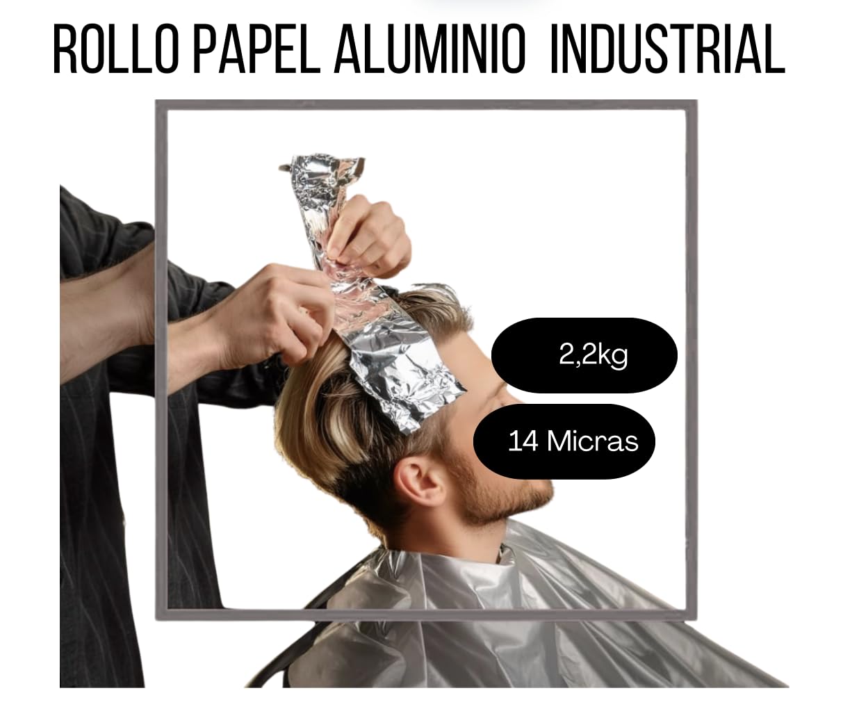 Rollo Papel Aluminio Industrial Profesional 30m, Alta Resistencia y Durabilidad, Ideal para Catering, Cocina y Peluquería, Multiusos y Reutilizable,14 Micras – 2,2Kg, 1 Rollo