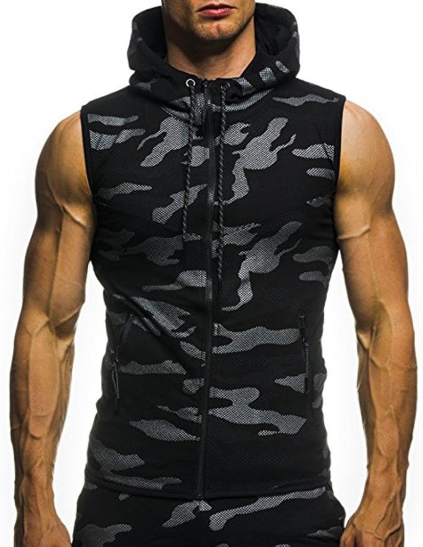 Sleeveless camo hoodie Clearance