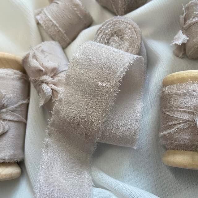 25 50mm Pure Silk Frayed Ribbon Handmade for Wedding Bridal Bouquets ...