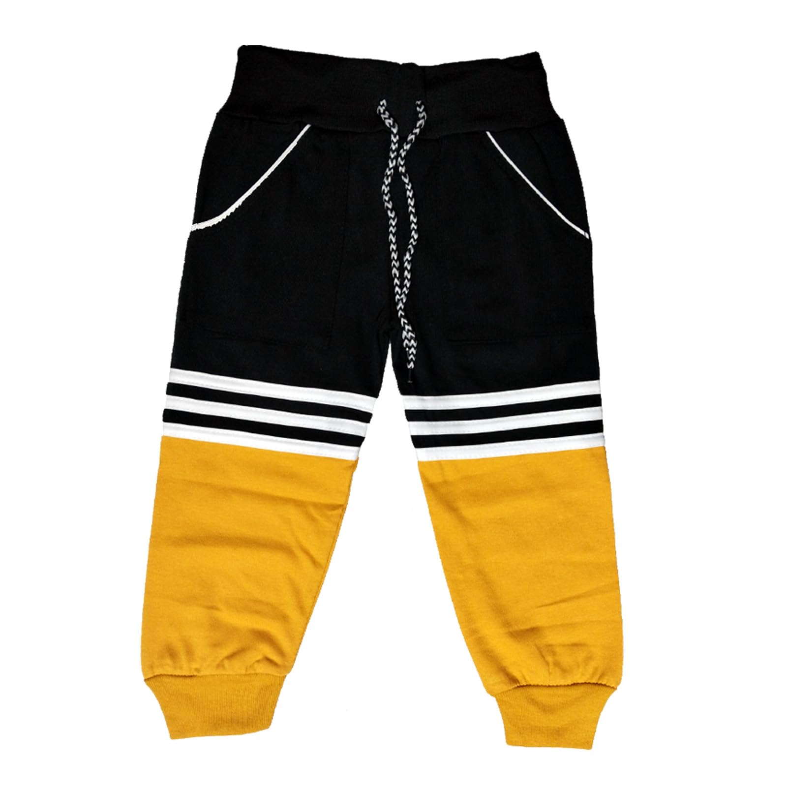 Kids Unisex - Girls and Boys Solid Cotton Track Pants (12-24 Months, Green-Mustard) Pack of 2 2