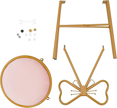 Miniatura 7 de Taburete moderno para tocador, bonita silla de tocador en forma de mariposa con respaldo, silla de tocador con cojín de franela, patas de banco de