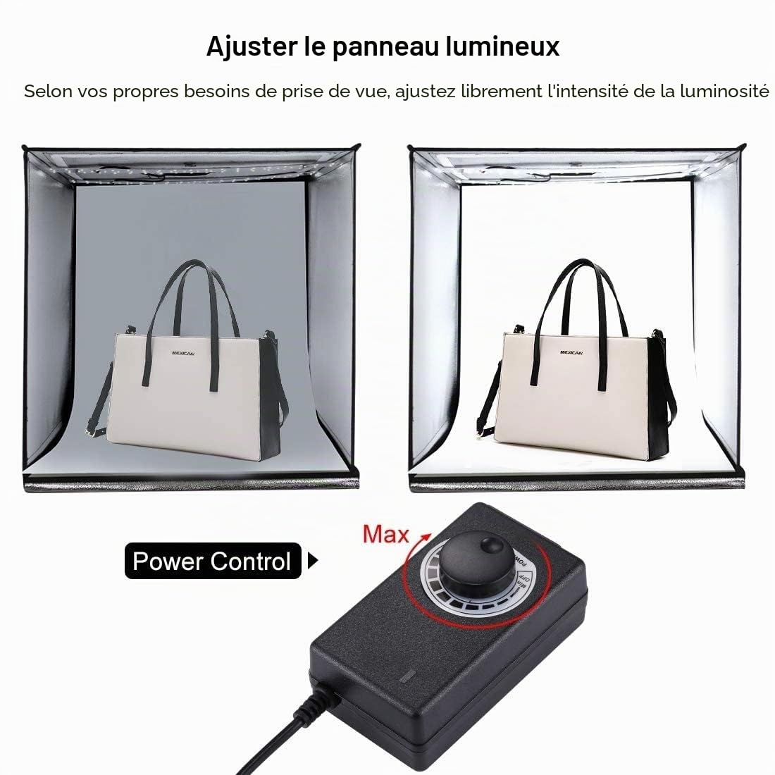 PULUZ Fotostudio 40CM Boîte de Studio Pliable à Lumière Blanche Dimmable pour la Vente de Produits Commerciaux en Ligne avec 2 Panneaux Lumineux et 3 Couleurs PVC/3 Fonds Polaires