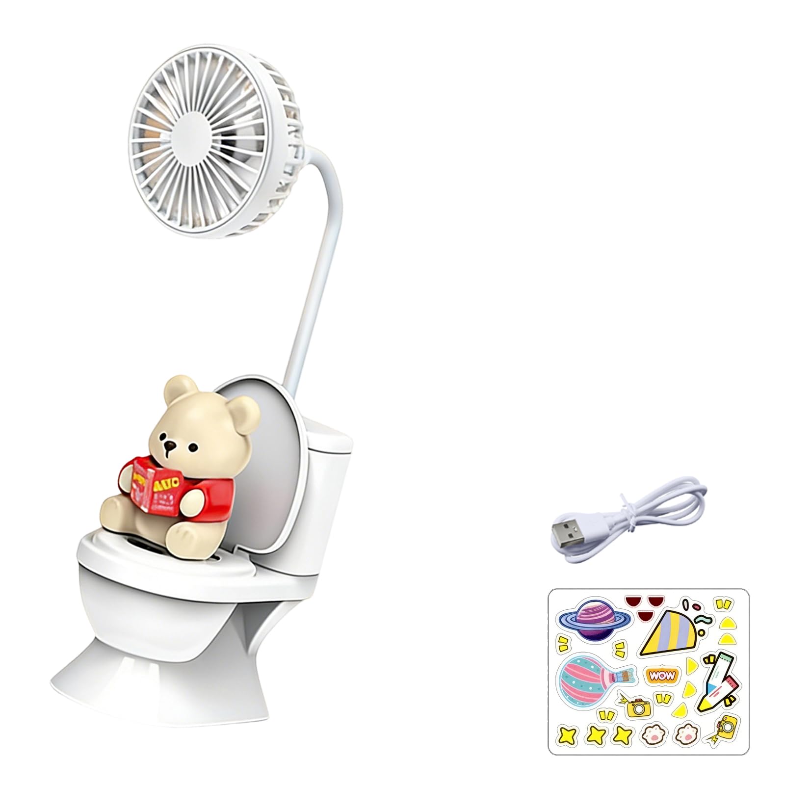 Kelisdi Toilet Shape Cooling Fan Quiet Operate Light Weight USB Rechargeable Desk Fan for Home Offices Gift USB Rechargeable Desk