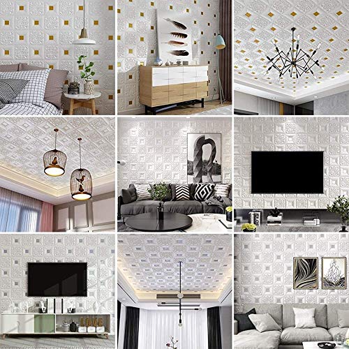 Papel tapiz de pared de ladrillo 3D autoadhesivo paneles decorativos impermeables 70x70cm 10 pzs 4