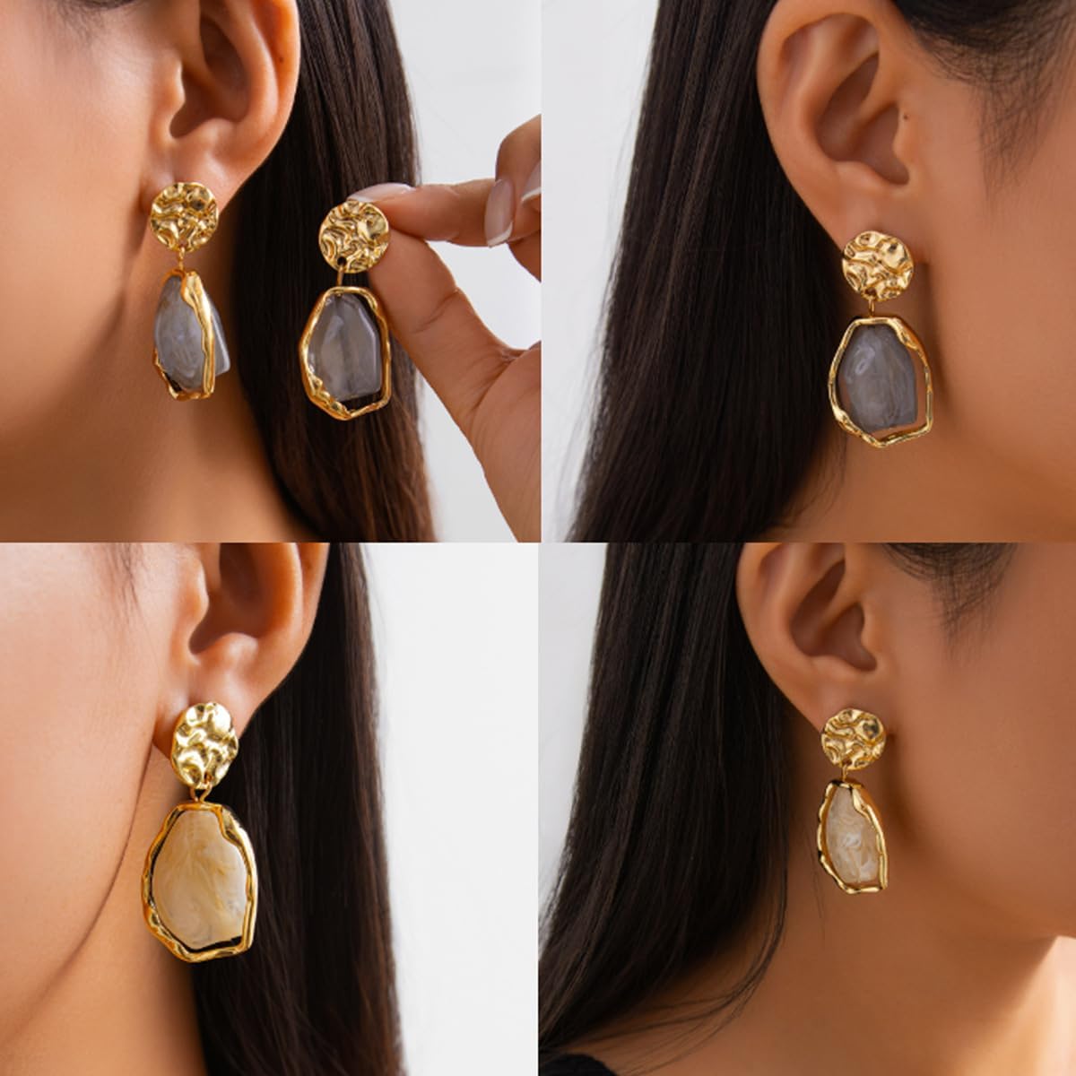 Brown Earrings Irregular Crystal Drop Dangle Earrings for Women Trendy 14k Gold Statement Chunky Earrings for Women jewelry - Image 7