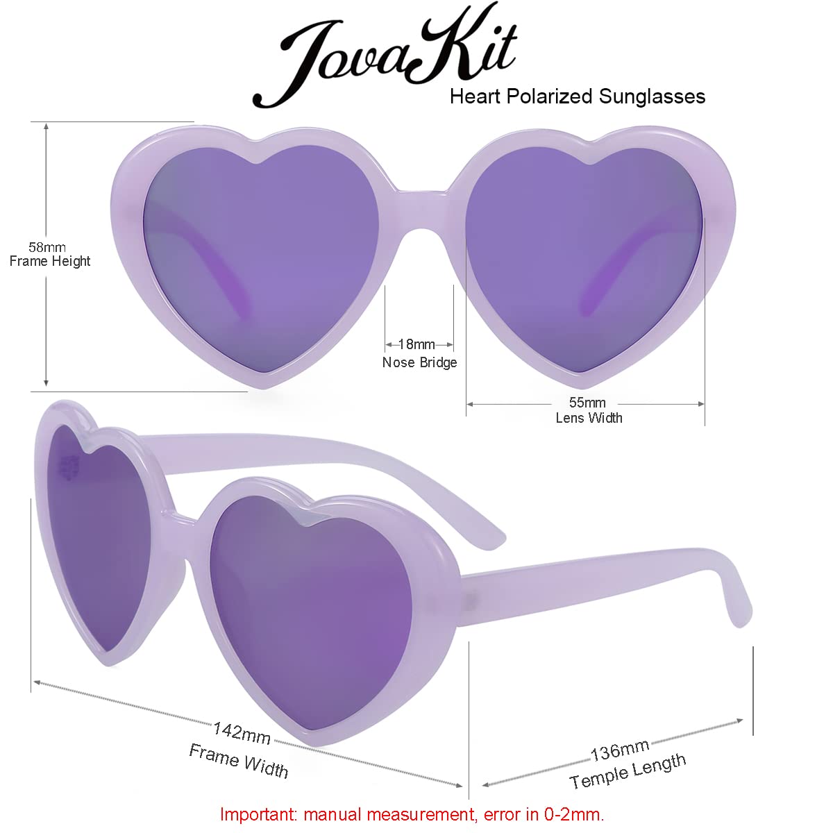 JOVAKIT Polaryzacyjne okulary przeciwsłoneczne w kształcie serca dla kobiet moda vintage piękne retro ponadwymiarowe okulary UV400 soczewki ochronne