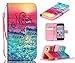 5c Case, iphone 5c Case, ArtMine Never Stop Dreaming Saying PU Leather Flip Folio Style Wristlet Wallet Pouch Phone Case with Wrist Strap & Credit/ID Card Cash Slot for Apple iphone 5c