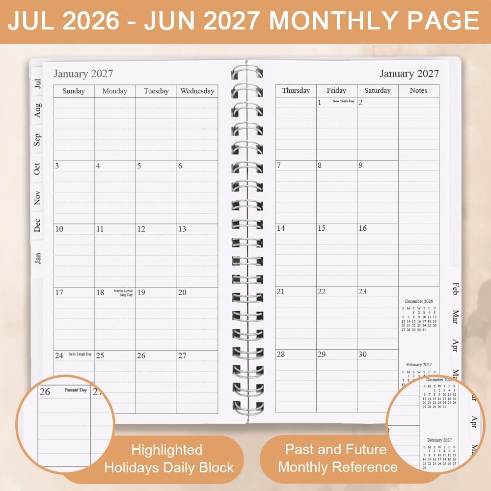 2026-2027 Pocket Planner, A6 Weekly Planner with Monthly Tabs, July 2026-June 2027, Elastic Closure, Twin-Wire Binding, Easy to Organize Your Daily Life, 3.75 x 6.75 In, Pocket Planners 2026-27 image 3