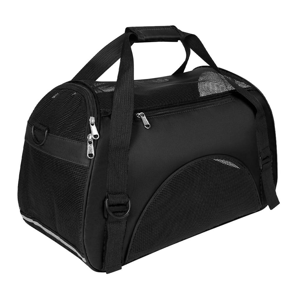 Sac de Transport Souple pour Animal de Compagnie Cage de Transport Chat Chien Respirant Sac de Voyage Portable Chat Chiot avec Bandoulière Réglable Sacs à Main Chaton Pliable en Voiture Train Avion