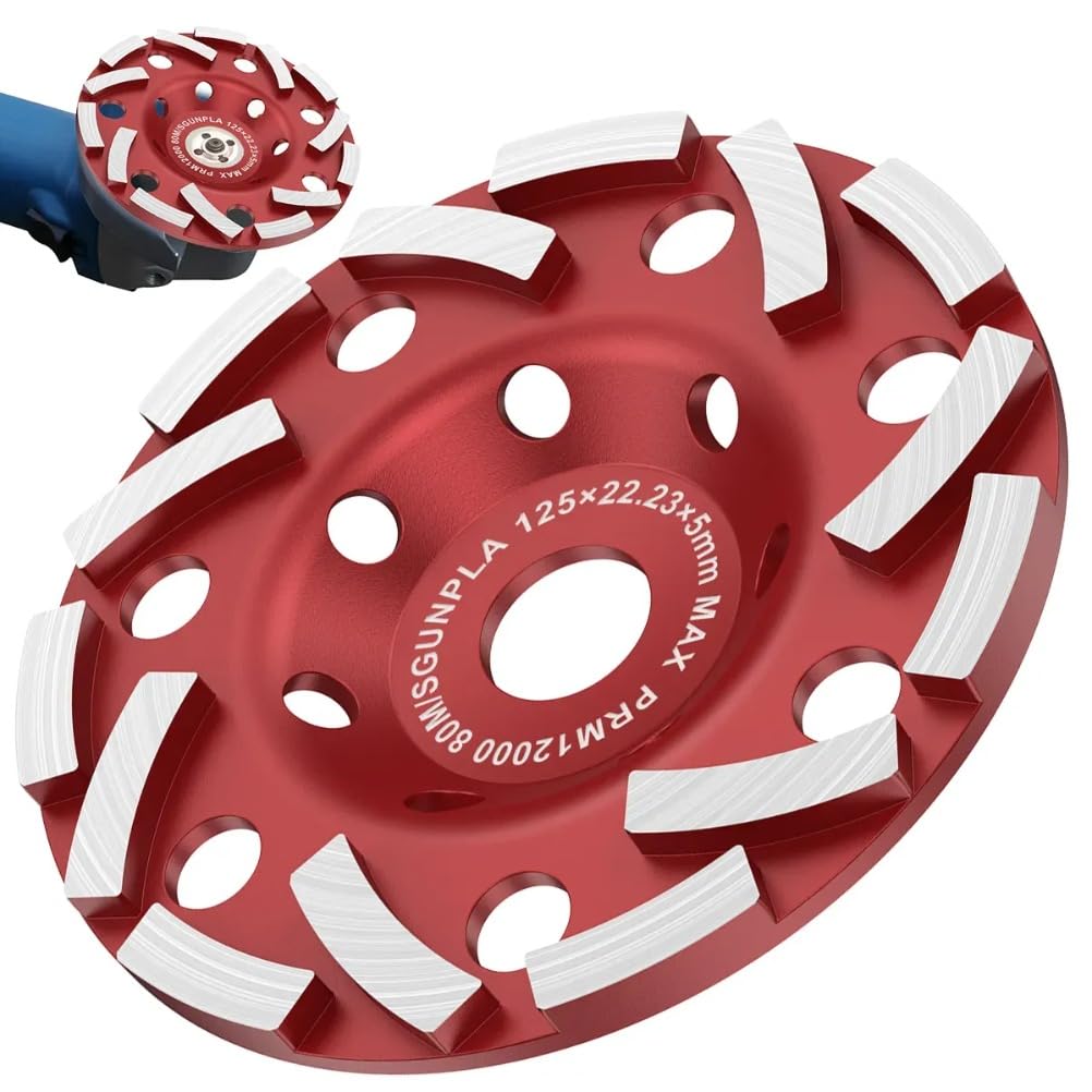 Grinding Disc for 5 Inch Diamond Grinding Disc Abrasive Cup Wheel Wear Resistant Diamond Sanding Wheel Durable Angle Grinder Disc for Concrete (5Inch)