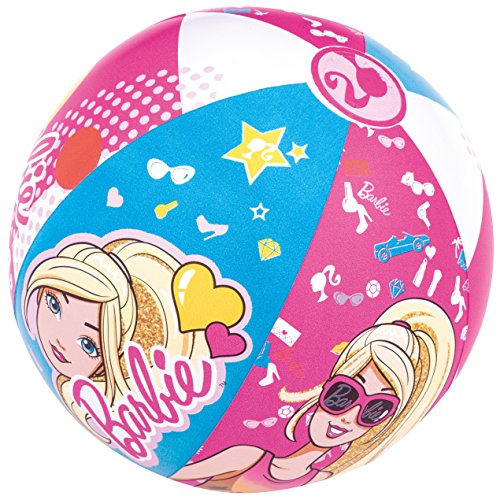 Bestway 93201 - Pelota De Playa Hinchable Barbie 51 Cm Diseño Rosa Y Azul Para Playa O Piscina Con Válvula De Rápido Inflado Para Niños Y Niñas Mayores De 2 Años