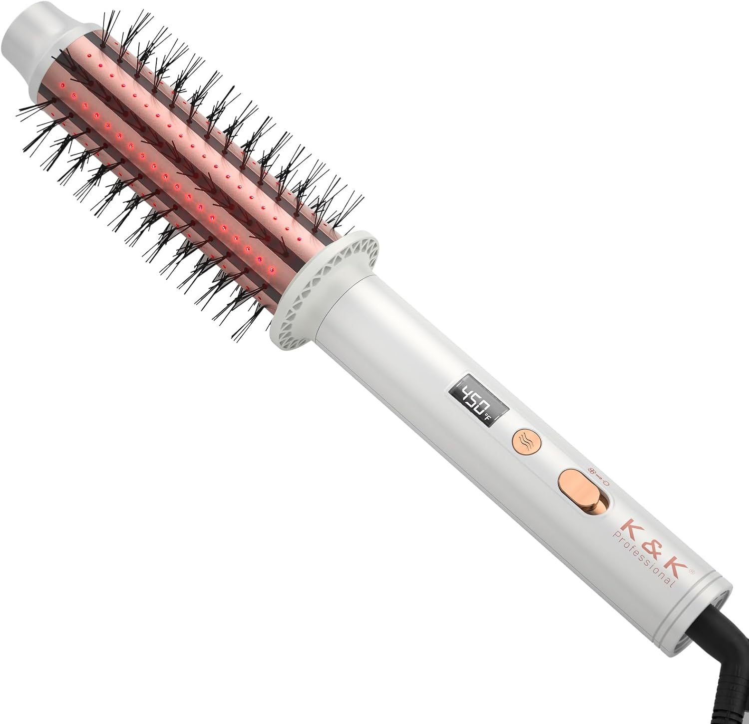 K&K Infrared Thermal Brush, 1 1/2 Inch Ceramic Tourmaline Coating Heated Round Brush with Upgrading Heat Transfer Technology, Damage Reduction, Easy to Create Blowout Look