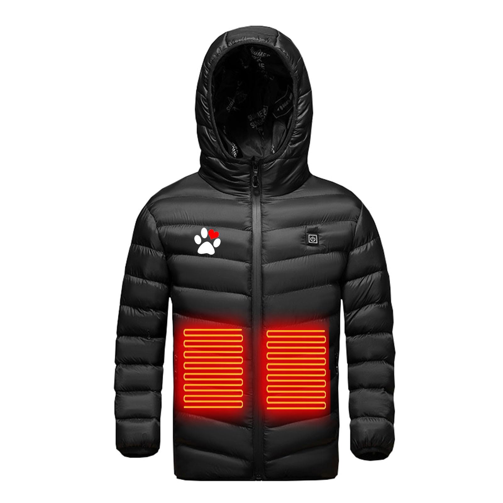 Veste Chauffante Enfant Manteau Doudoune Chauffant Enfants Veste Chauffant Electrique Garçons Filles avec 3 Zones de Chauffage Manches Longues Veste Chauffante imprimé pour Enfants Ski en Plein Air
