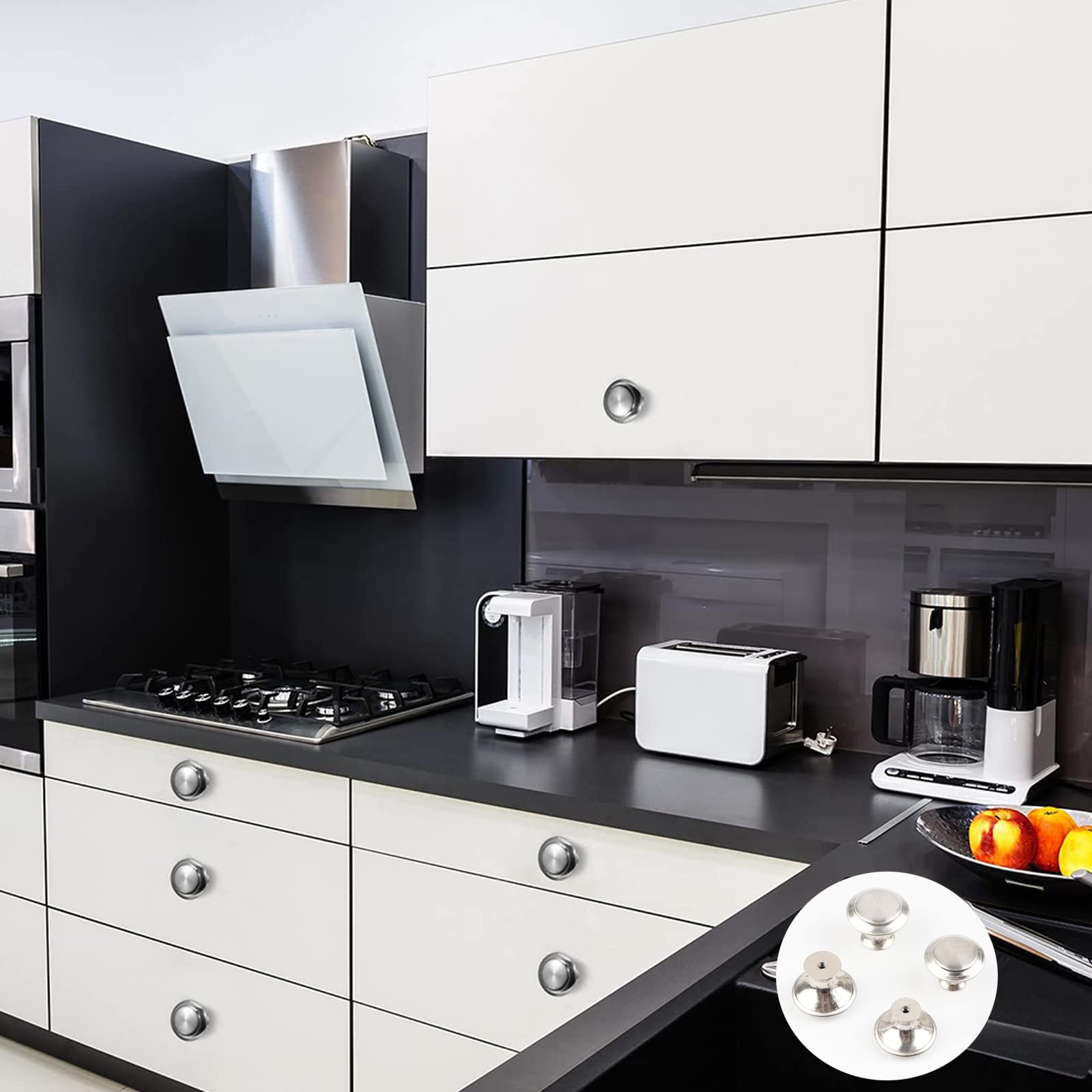 30 Pezzi 30 mm Pomelli per Mobili Alluminio Satinato Pomelli per Mobili Cucina Satinati Maniglia per Cassetti Tonda Rotondo con Viti per Armadio Da Cucina Cassetto Cassettiera Ante Mobili