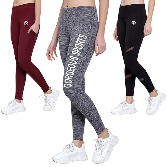 Gorgeous Sports - Women's Skinny Fit Women Sports Leggings | Gym wear/Active Wear Tights Strechable Leggings Yoga Pants Workout Tights Gym Tight