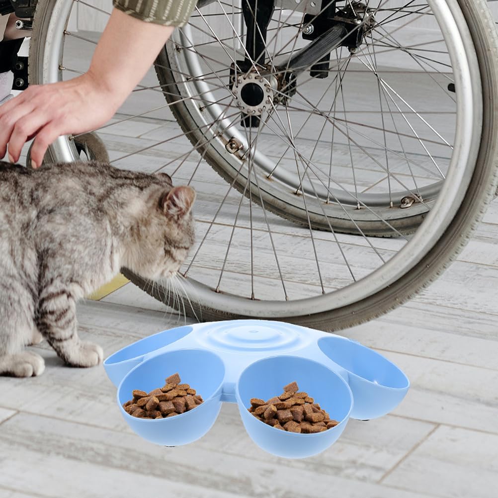POPETPOP 2pcs Cat Food Water Bowls Plastic Dog Cat Feeder Bowls Multi- Feeder 6-Meal Kitten Food Dishes Petals Shaped Dog Bowl Blue
