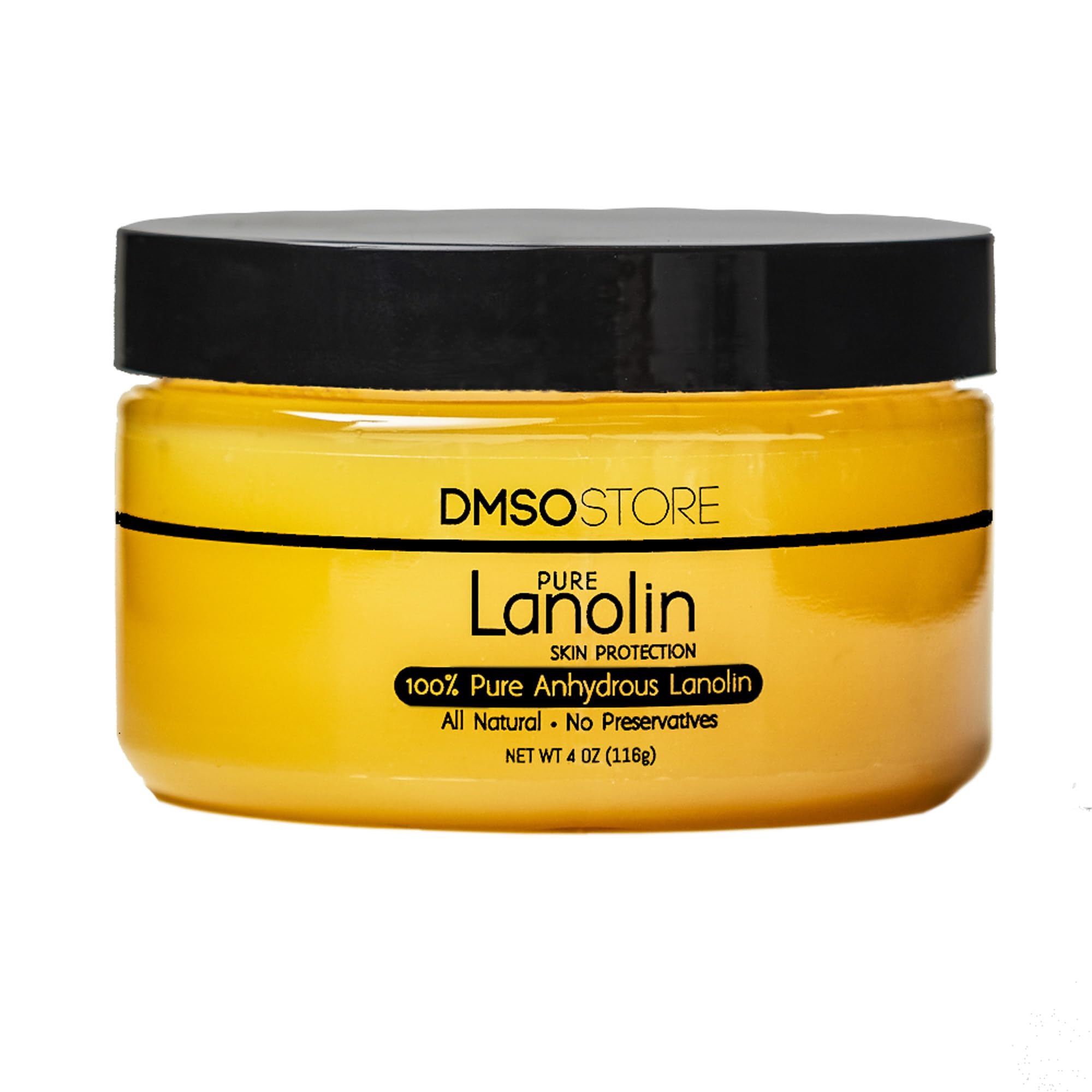 DMSOSTORE Lanolin - 100% Pure Unrefined, Raw, Anhydrous, USP Grade Skin Protectant, Nipple Balm, Personal Care, Leathering Conditioning - Single Ingredient - 4 oz 4 Ounce (Pack of 1)